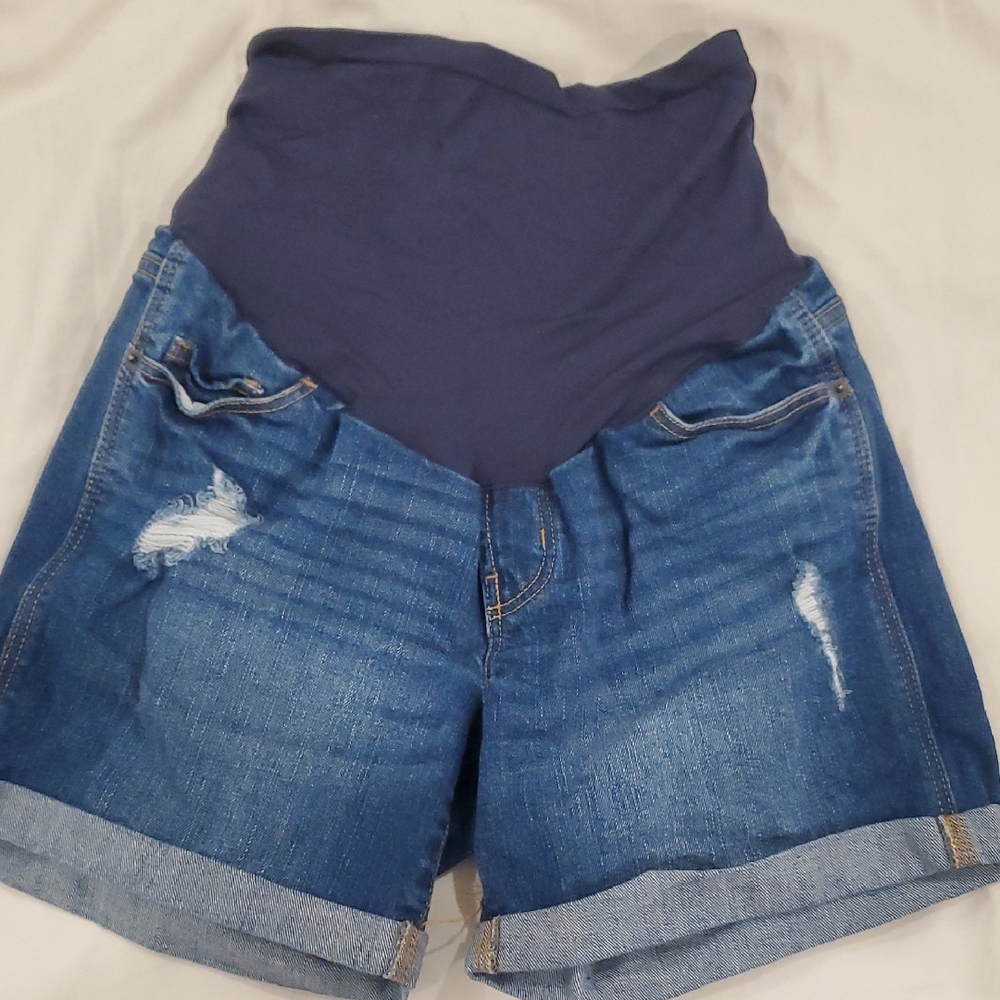 Old Navy High Waist Blue Denim Maternity Shorts